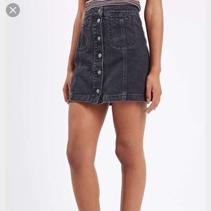TOPSHOP MOTO black button up denim skirt